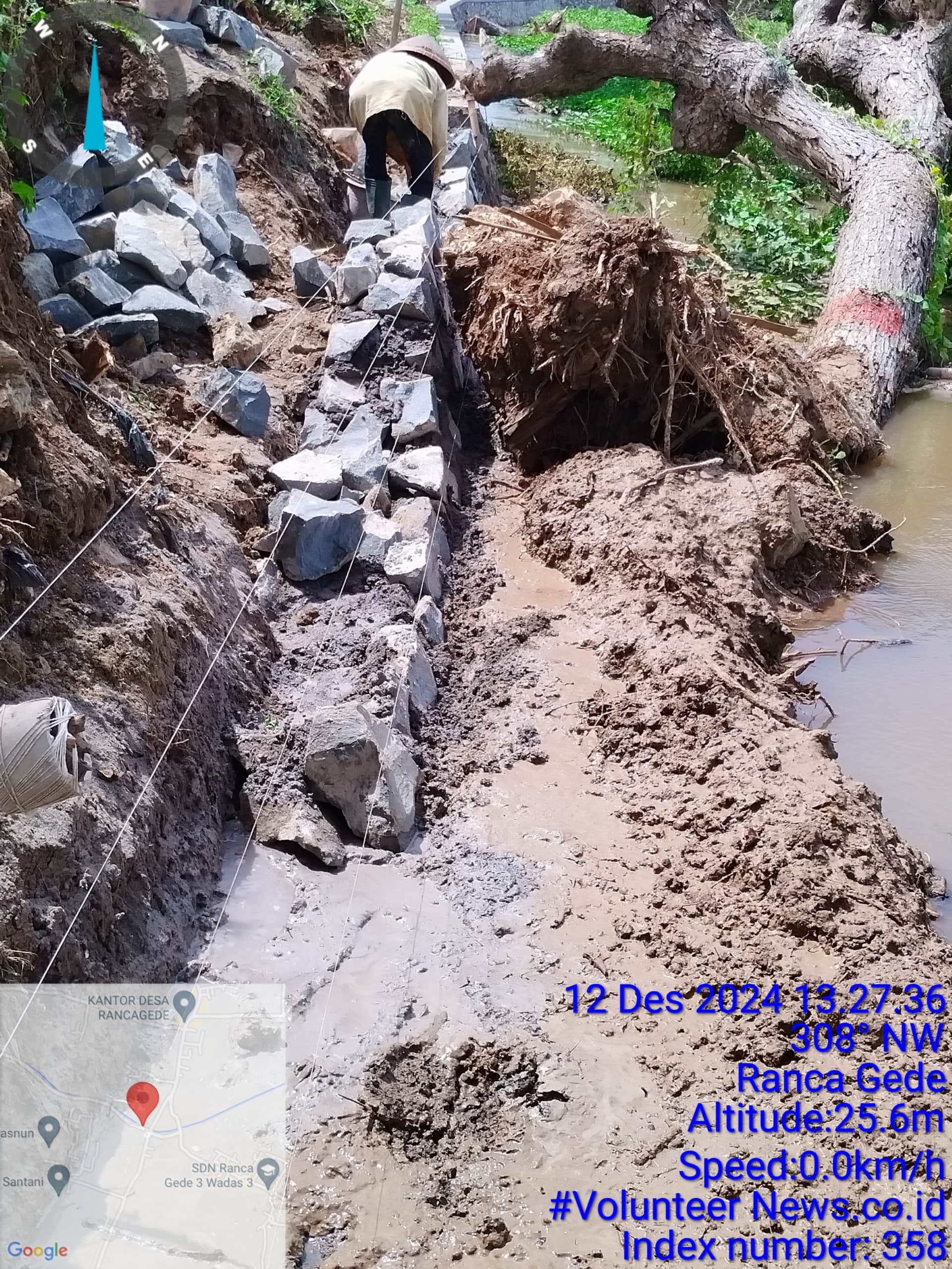 Proyek Perkuatan Tebing Saluran Pembuang di Desa Rancagede Diduga menuai Kejanggalan