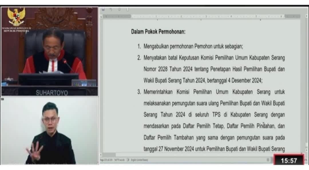 MK Putuskan PSU Pilkada Kab.Serang