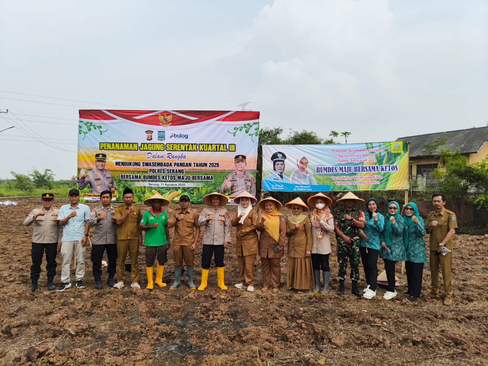 Polsek Cikande dan BUMDes Maju Bersama Desa Ketos Genjot Ketahanan Pangan Lewat Penanaman Jagung Kuartal III