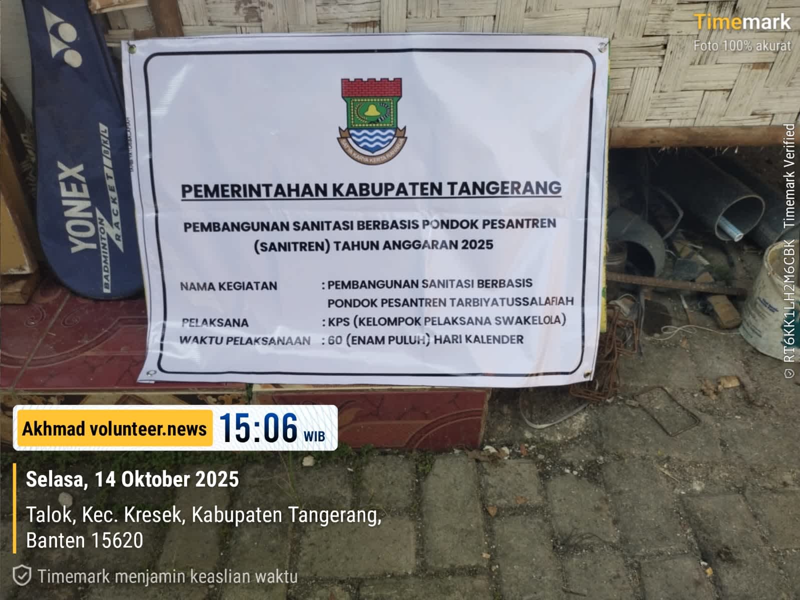 Program Sanitren di Kabupaten Tangerang Disorot: Dugaan Proyek Diborongkan Muncul di Kecamatan Kresek