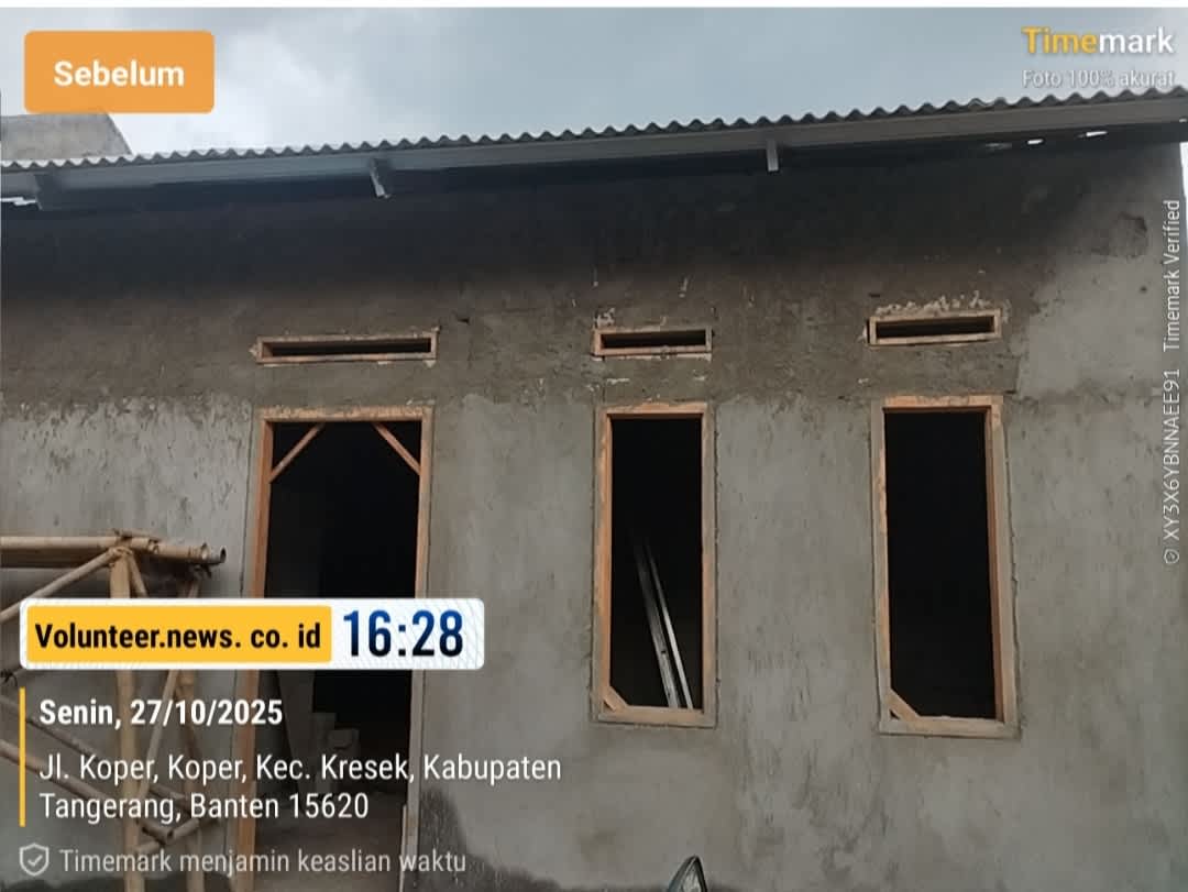 Warga Desa Koper Sambut Gembira Bantuan Bedah Rumah dari Pemerintah Kecamatan Kresek,Tangerang