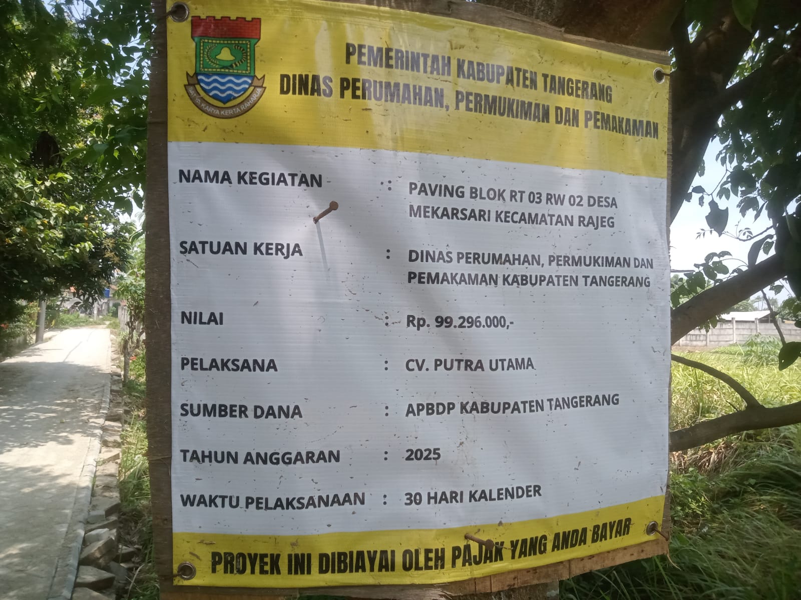 Proyek Rp99 Juta Dinilai Tidak Optimal, Paving Block di Desa Mekarsari Mulai Ditumbuhi Rumput