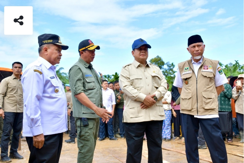 Presiden Prabowo Cek Langsung Pengungsian Palembayan, Huntara Mulai Dibangun