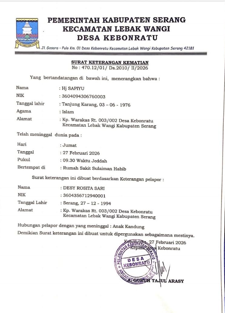 Duka dari Tanah Suci: Pekerja Migran Asal Serang Meninggal di Jeddah, Sorotan pada Skema Keberangkatan