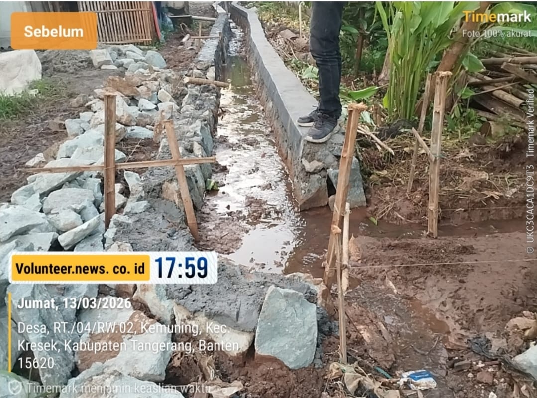 Proyek SPAL APBD 2026 di Desa Kemuning Kec.Kresek, Tangerang Jadi Sorotan, Warga Khawatir Tak Sesuai Standar