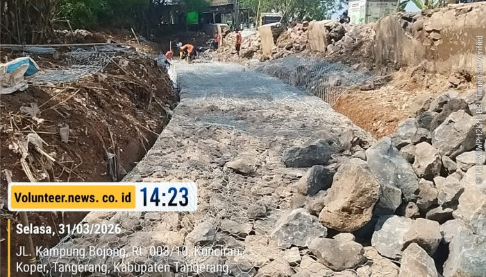 Proyek Bronjong di Desa Pasir Ampo Kec. Kresek Dipertanyakan, Tanpa Papan Informasi dan Diduga Alih Anggaran