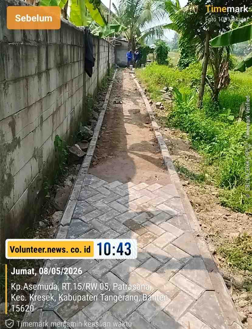 Proyek Jalan Paving Rp100 Juta di Desa Patrasana Jadi Perbincangan, Warga Kecewa Lebar Jalan Menyusut